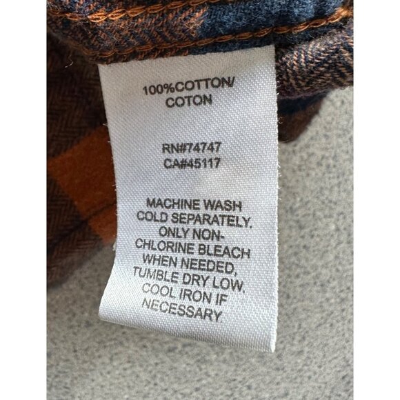 Natural Reflections Flannel Shirt Men XXL Orange Blue Plaid Button Up Pocket - Picture 6 of 8